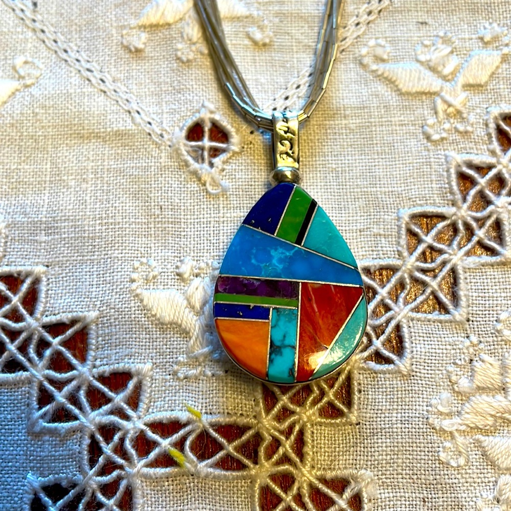 FJ Henry Sterling and Stone necklace